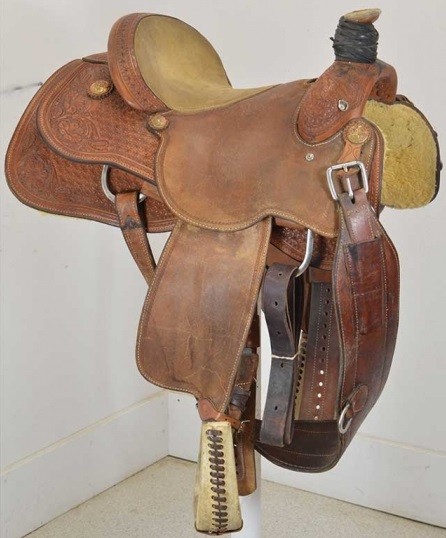 15" Charles Pogue Team Roping Saddle by Cactus Saddlery