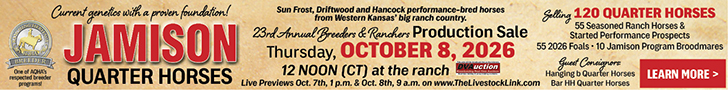 Jamison Quarter Horses - 23rd Annual Breeders & Ranchers Production Sale - Oct. 8th Jamison Quarter Horses - 23rd Annual Breeders & Ranchers Production Sale - Oct. 8th
